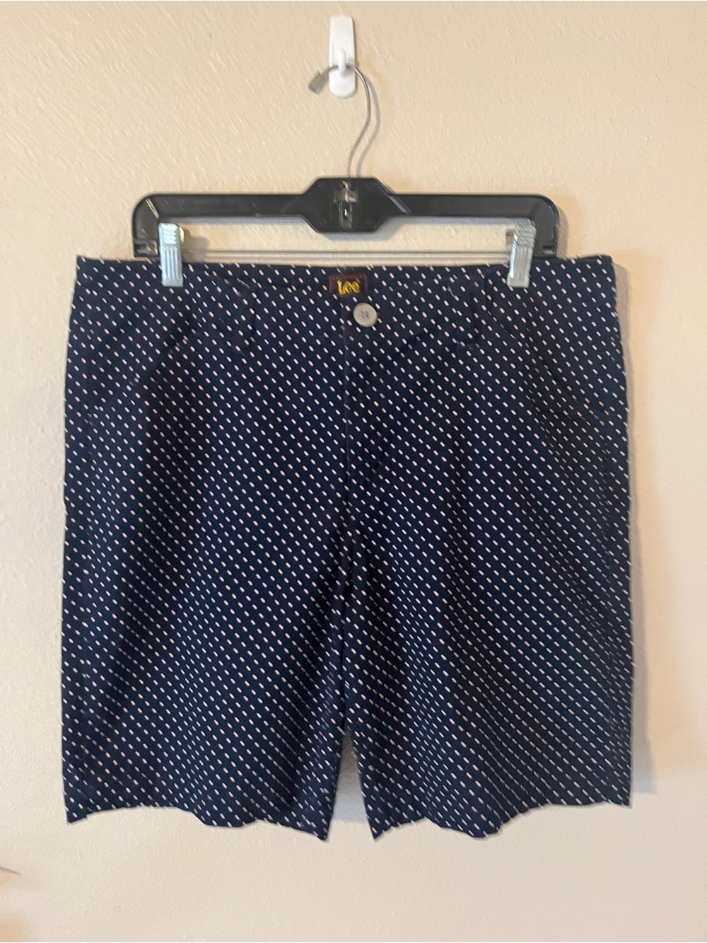 Riders by Lee Navy with Pale Pink Dot Flat Front Women's Shorts 14M